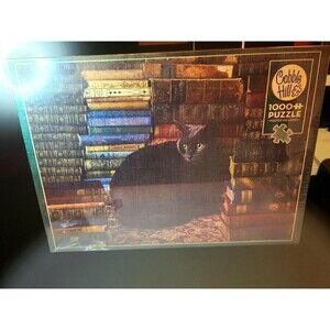 Cobble Hill Library Cat Puzzle 1000 Piece Black Cat Books Dark Academia New